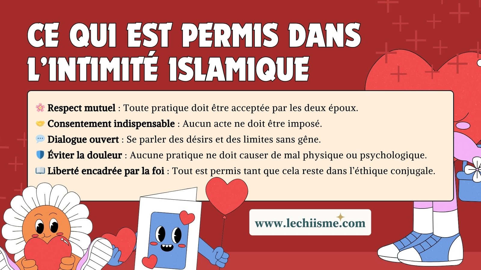 L’islam autorise une grande liberté dans l’intimité conjugale tant que l’amour, le respect et le consentement guident les gestes entre époux.