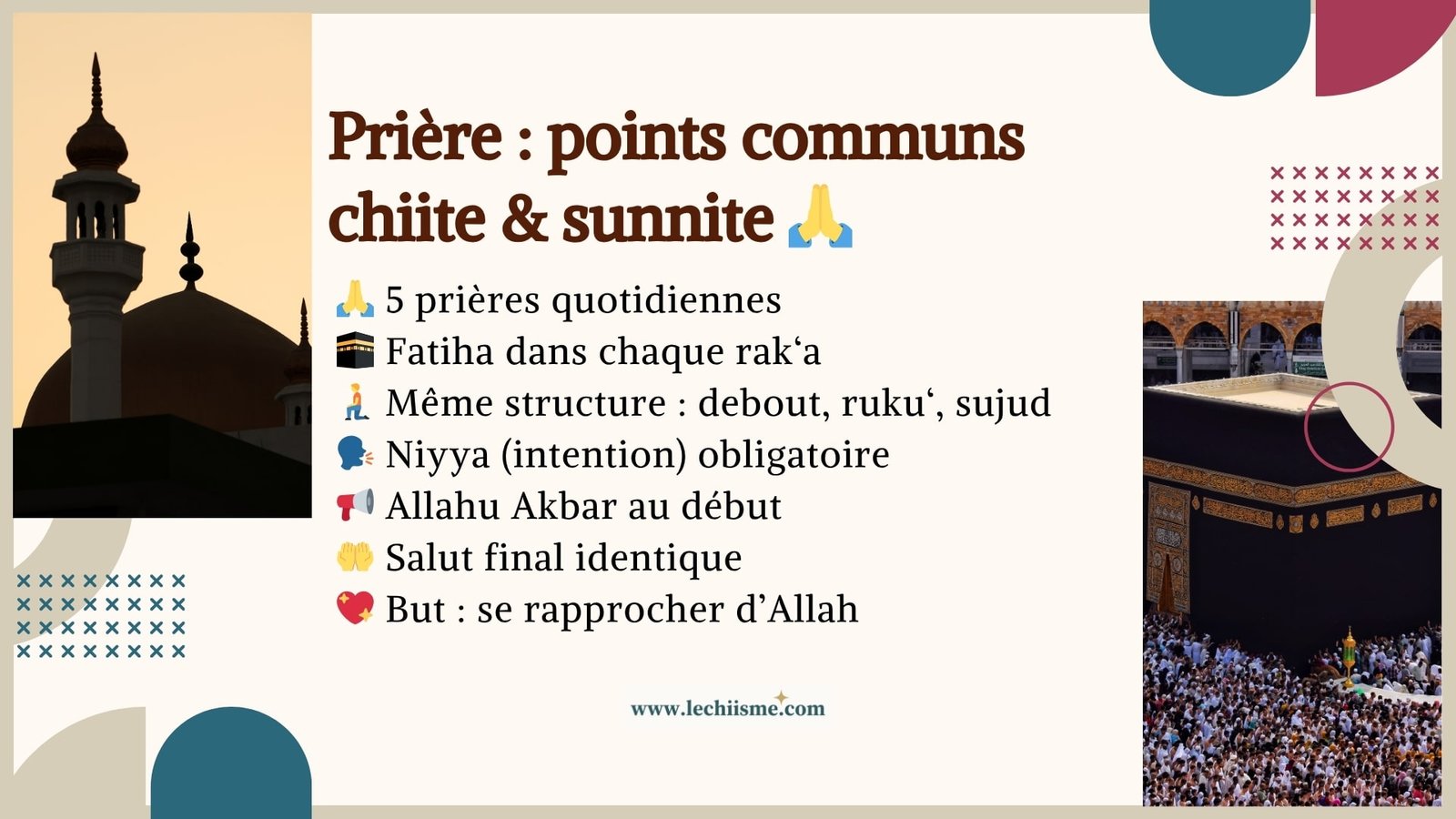 Prière chiite et sunnite, points communs