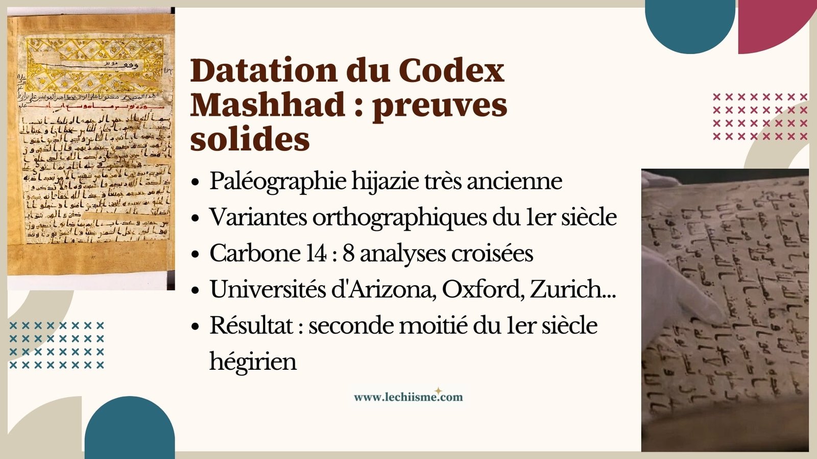 datation scientifique du manuscrit coranique de Mashhad