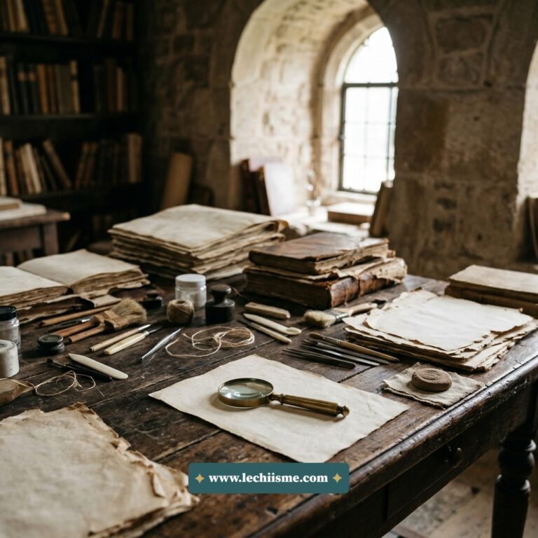 Atelier de conservation de manuscrits anciens et parchemins